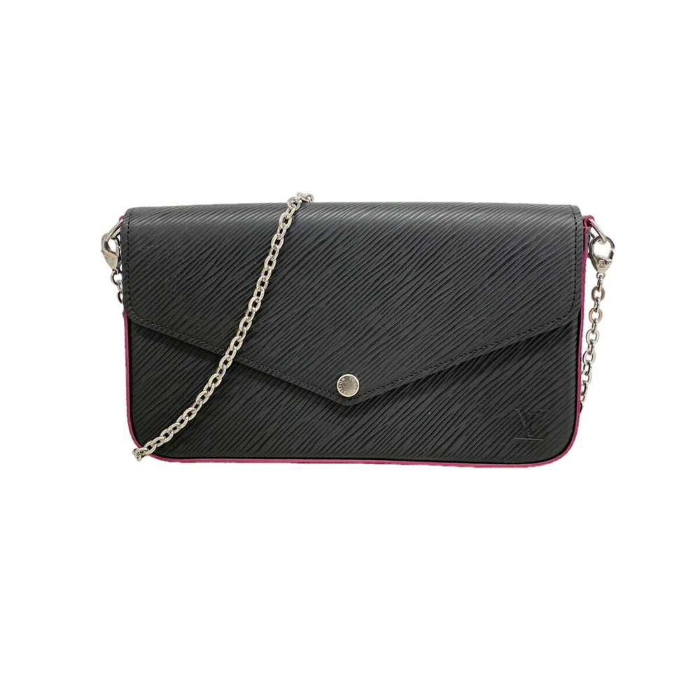 Louis Vuitton Epi Leather Pochette Felicie M64579 Noir Hot Pink Women's Walle...
